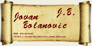 Jovan Bolanović vizit kartica